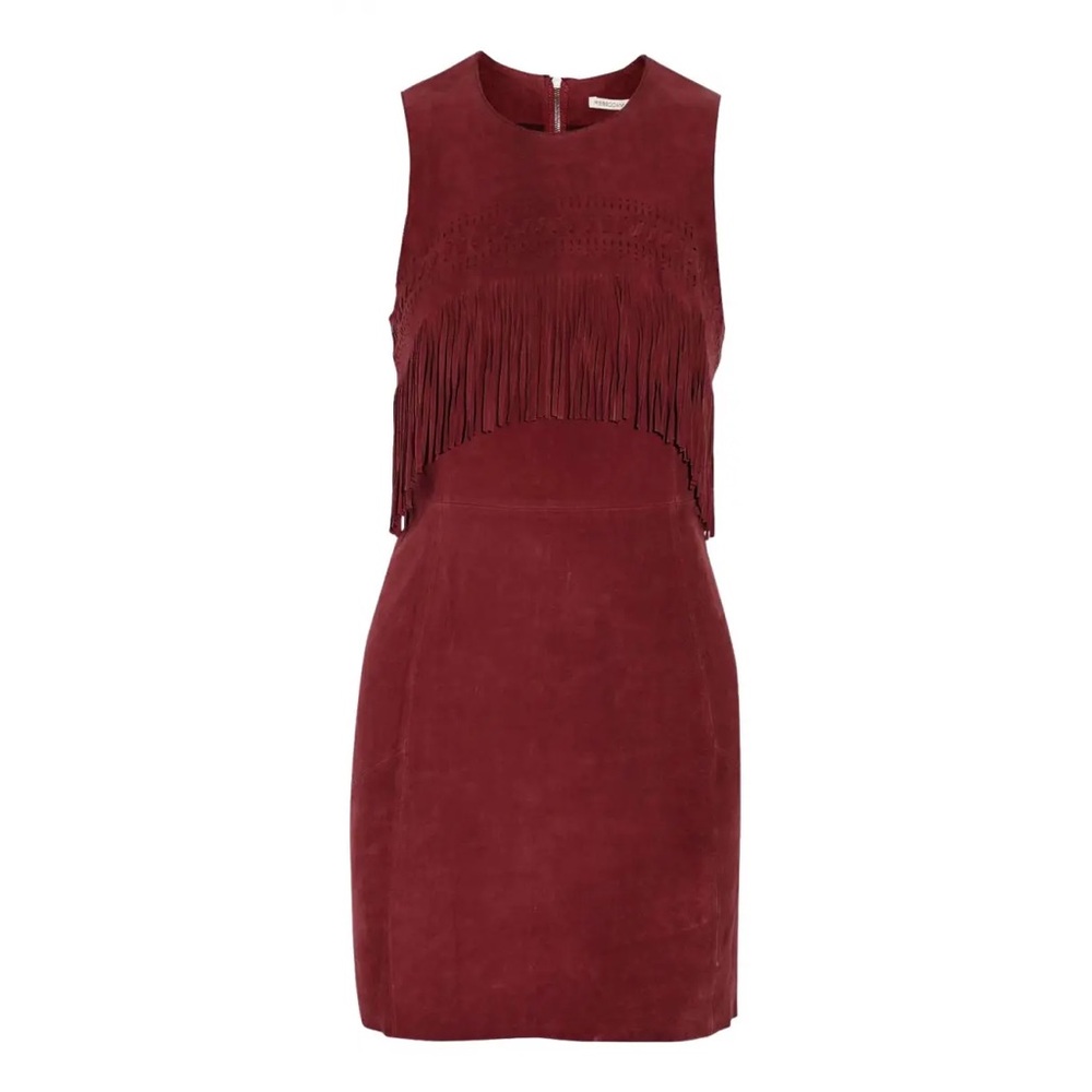 Rebecca Minkoff Burgundy Suede Fringe Mini Dress. Size 2. NWT.